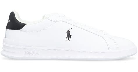 Polo Ralph Lauren Heritage Court Ii Leather Low Top Sneakers In White For Men Lyst