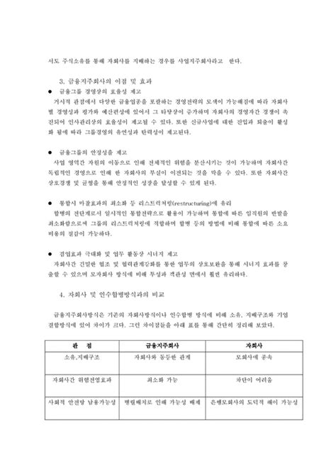 세계경영환경론 금융지주회사제도와 금융지주회사를 둘러싼 문제점 경제경영