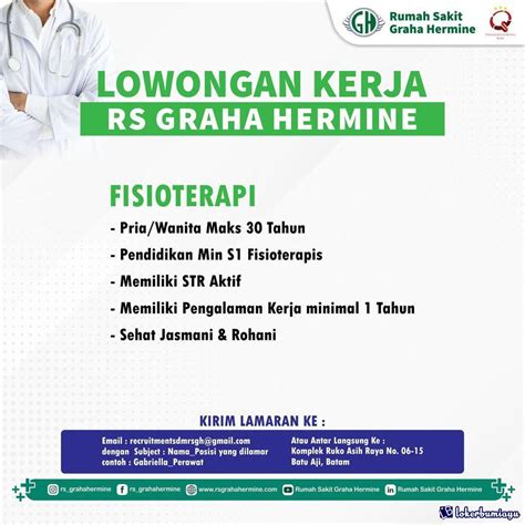 Lowongan Kerja FISIOTERAPI RS Graha Hermine Batam