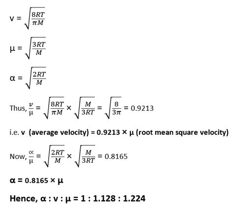 Average Velocity Root Mean Square Velocity And Most Probable Velocity