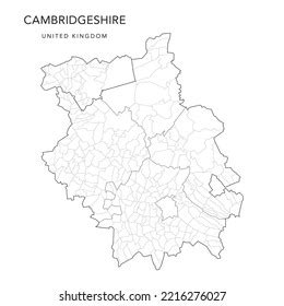 Administrative Map Cambridgeshire Counties Districts Civil Stock Vector ...