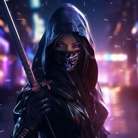 Premium AI Image | A brutal female ninja assassin