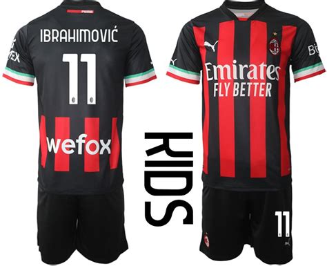 Kinder Ac Milan Heimtrikot Rot Schwarz Ibrahimovi