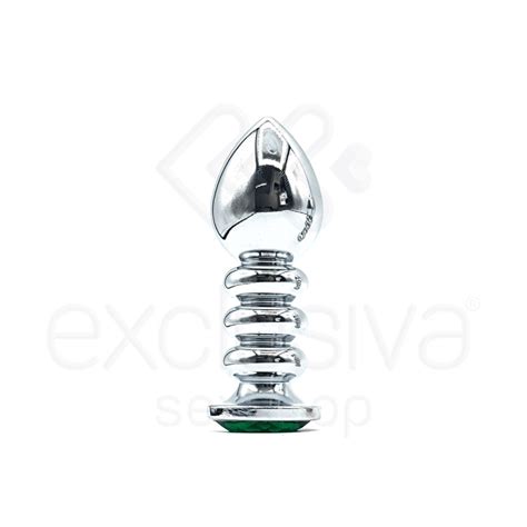 Plug Anal Cônico Cromado Joia Lust Metal Anal Cor Verde