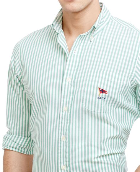 Lyst Polo Ralph Lauren Striped Oxford Mercer Shirt In Green For Men