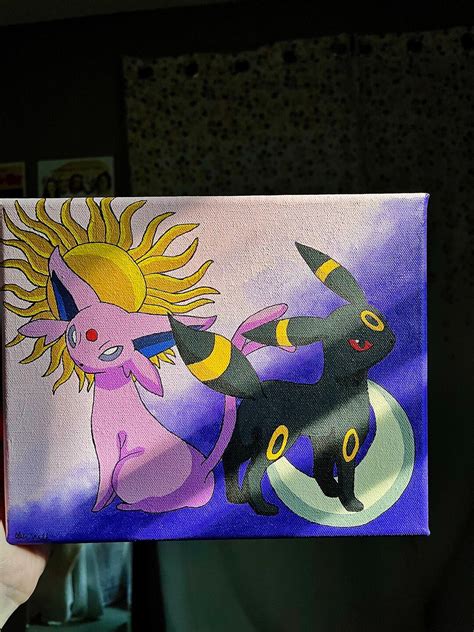 Pokemon Espeon Umbreon Painting On Canvas Wall Decor 8 X Etsy