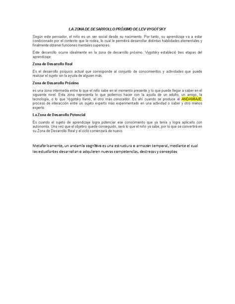 Vygotsky-Zona de desarrollo próximo - LA ZONA DE DESARROLLO PRÓXIMO DE