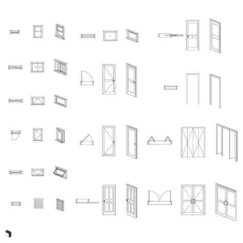 Cad Dynamic Window Door Blocks Interior Design Renderings Windows