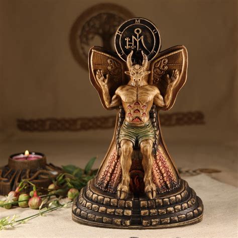 Moloch Statue, Demon Statue Occult Decor Wood Sculpture Satan Statue ...