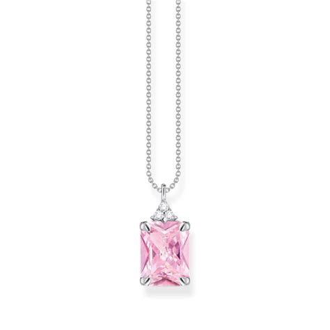 Thomas Sabo Halssmykke I S Lv Stor Rosa Og Hvite Zirkonia Pink