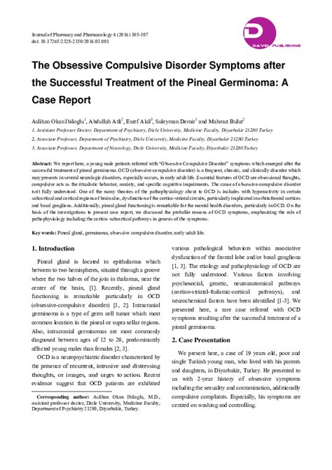 (PDF) The Obsessive Compulsive Disorder Symptoms after the Successful ...