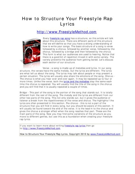 How to Structure Your Freestyle Rap Lyrics by Mike . - Issuu