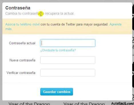 Cómo cambiar la contraseña Twitter Nivel básico
