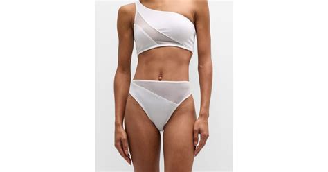 Norma Kamali Snake Mesh High Waist Bikini Bottoms In White Lyst