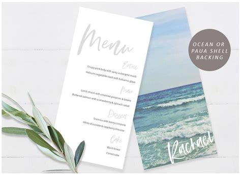 Beach Wedding Menus Wedding Menu Template Printable Beach Wedding Menu Beach Menu Template