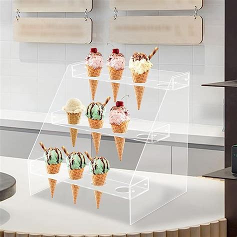 Yiyibyus Clear Acrylic Ice Cream Cone Holder Cone Display Stand