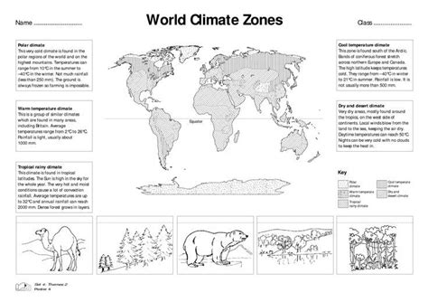 the world climate zones worksheet is shown in black and white, with ...