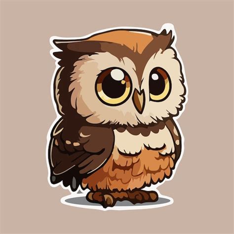 Premium Vector Cartoon Owl With Big Eyes On A Brown Background