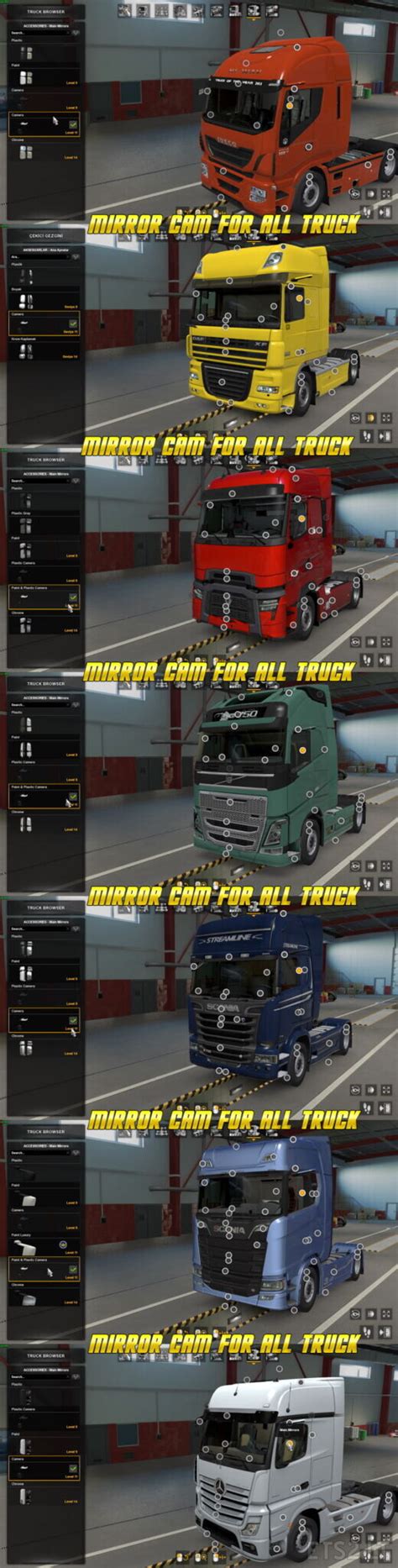 MIRROR CAM FOR ALL TRUCK By MLT Mulitplayer Compatible ETS2 Mods