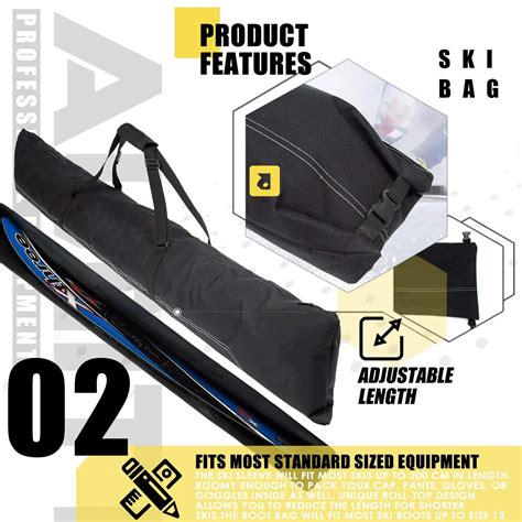 Black Ski Bag And Ski Boot Bag Skis Up To 200 Cm And Boots Up To Size 13 - Buy Ski Shoes Bag ...