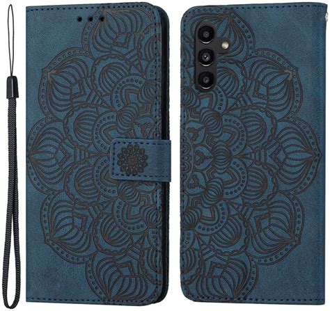 Samsung Galaxy A24 Hoesje Mandala Book Case Met Pasjeshouder Blauw