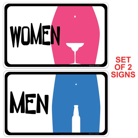 Atx Custom Signs Funny Bathroom Decor Beer And Cocktail Men And Women