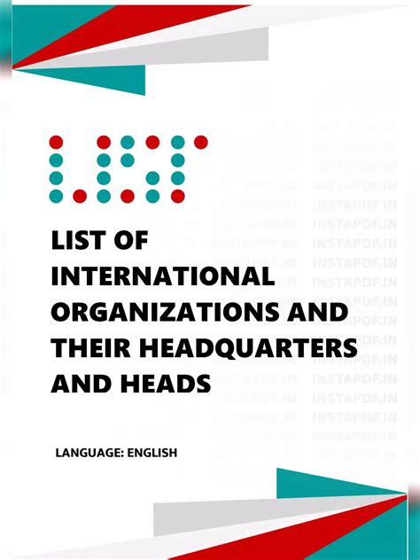International Organizations And Their Headquarters Pdf