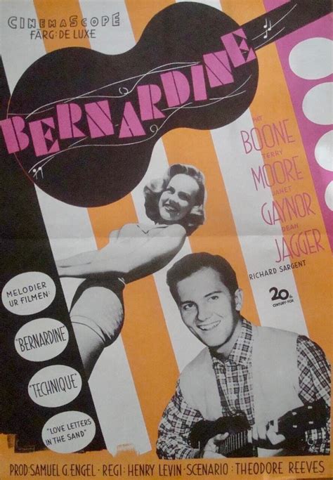 Bernardine Swedish Movie Poster Pat Boone 1957 Very Rare Ebay