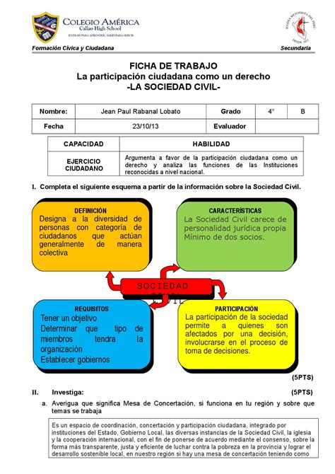 Ficha De Trabajo Sociedad Civil By Jean Paul Rabanal Issuu