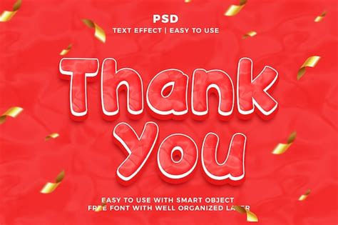 Premium PSD Thank You 3d Editable Photoshop Text Effect Style Psd