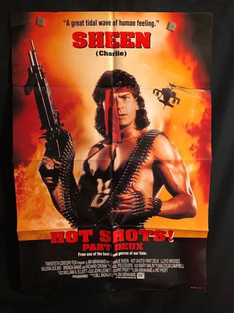 Original 1993 Hot Shot Part Deux DS One Sheet Movie Poster Charlie Sheen Rambo Bow Chicken