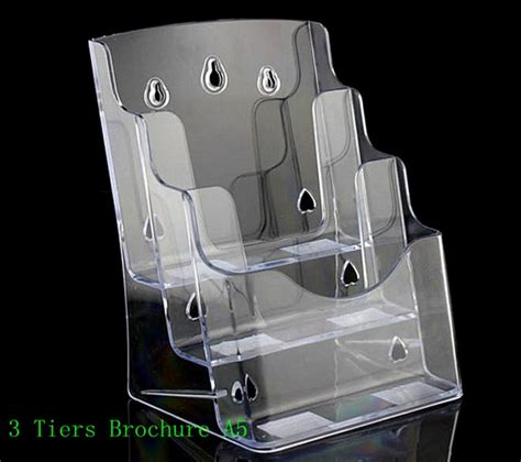 Clear A5 3 Tiers Plastic Brochure Literature Pamphlet Display Holder Racks Stand To Insert