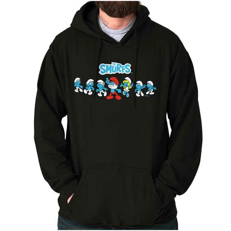 Smurfs 80s Cartoon Characters Papa Smurfette Hoodie Hooded Sweatshirt