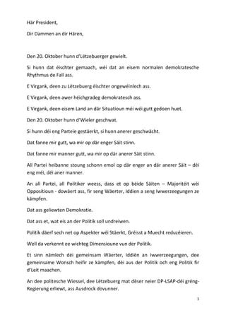 Déclaration gouvernementale de Xavier Bettel PDF