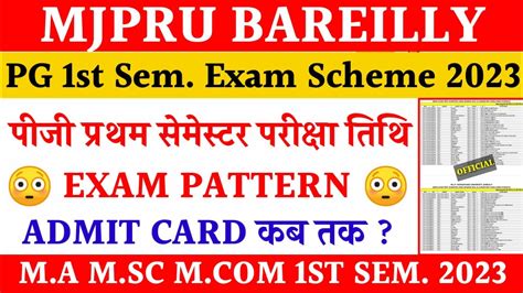 Mjpru Exam Pattern Pg St Sem Exam Date Mjpru Mjpru Exam