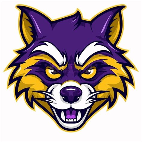 Fierce Feline Mascot: Vibrant Purple Wildcat Logo | Jiffy Designs