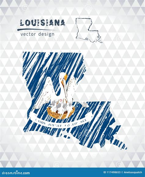 Louisiana Vector Map With Flag Inside Isolated On A White Background