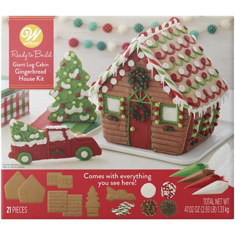 Buy Wilton Ready To Build Giant Log Cabin Gingerbread House Kit 21 Piece Online At Lowest Price