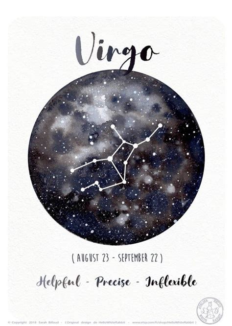 Astrology Card Zodiac Signs Virgo Horoscope Planets Etsy España