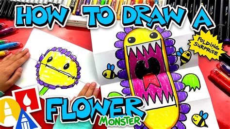 How To Draw A Funny Flower Monster Folding Surprise