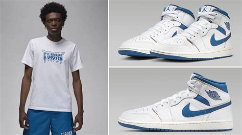 Air Jordan 1 Mid Industrial Blue Shirt Outfit