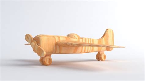 Premium Photo 3d Asset Render Illustration Wooden Airplane Toy