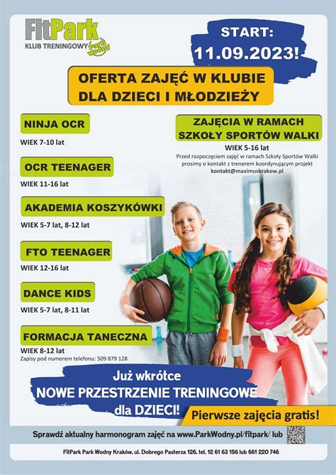 Bogata Oferta Zaj Dla Dzieci I M Odzie Y W Klubie Fitpark