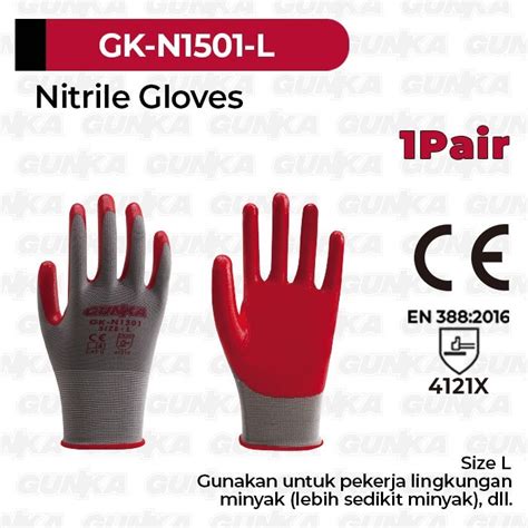 Jual Sarung Tangan Safety Kerja GUNKA GK N1501 Mechanical Nylon Nitrile