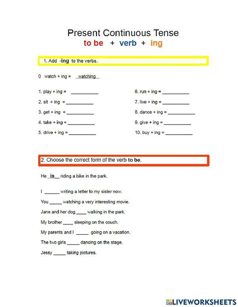 Present Continuous Affirmative And Negative Sentences Worksheet