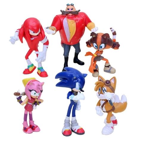 Miniaturas Filme 06 Bonecos Amy Rose Eggman Robotinik Knuckles