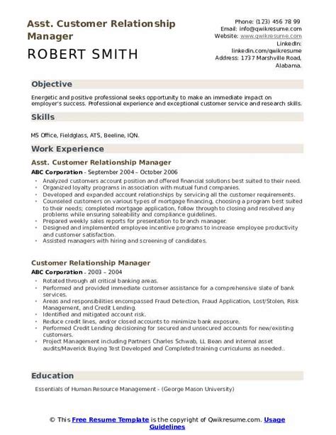 Customer Relationship Manager Resume Samples Qwikresume