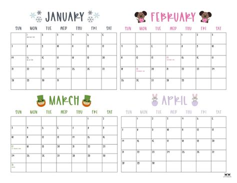 Free Printable 4 Month Calendar 2024 Tracy Harriett