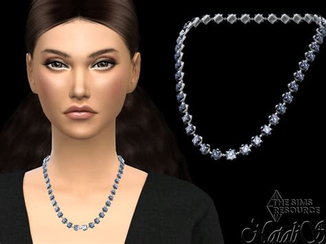 The Sims Resource Princess Cut Crystals Long Necklace