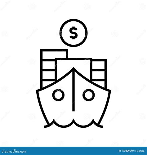 Cargo Ship Line Icon Concept Sign Outline Vector Illustration Linear